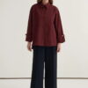 Burgundy oversized button-detail shirt