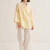 Butter yellow organic cotton v-neck blouse