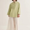 Light green organic cotton v-neck blouse