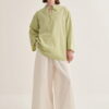 Light green organic cotton v-neck blouse