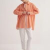 Orange striped oversized poplin yoke shirt