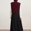 Black gabardine double-pleated skirt