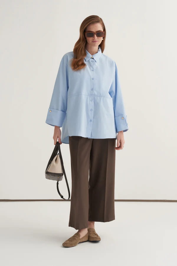 Light blue oversized button-detail shirt
