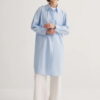 Blue poplin basic long shirt