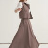 Mink gabardine vest skirt suit
