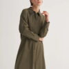 Khaki organic cotton long basic shirt