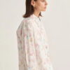 Ecru spring print oversized poplin cropped shirt