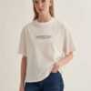 Ecru oversized text print t-shirt