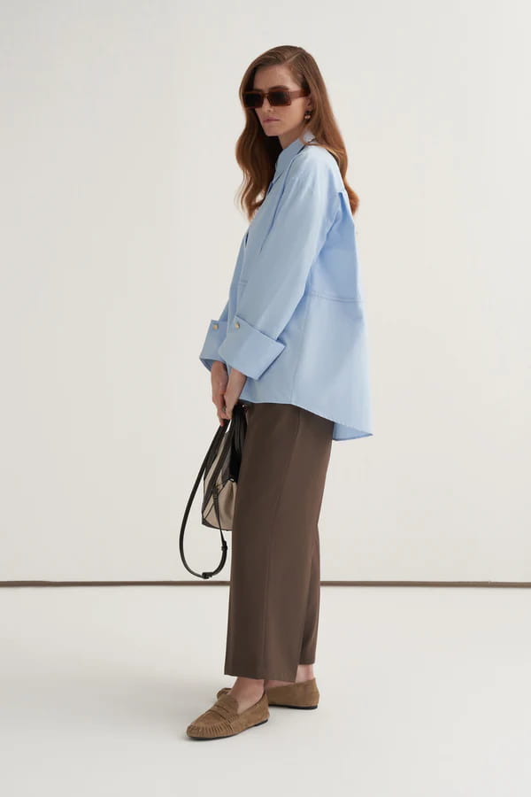 Light blue oversized button-detail shirt