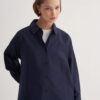 Navy poplin basic long shirt