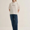 Ecru oversized text print t-shirt