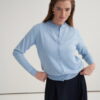 Baby blue viscose knitwear t-shirt cardigan set