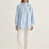 Blue collared poplin blouse