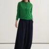 Grass green viscose knitwear t-shirt cardigan set