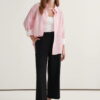 Pink striped poplin contrast-cuff shirt