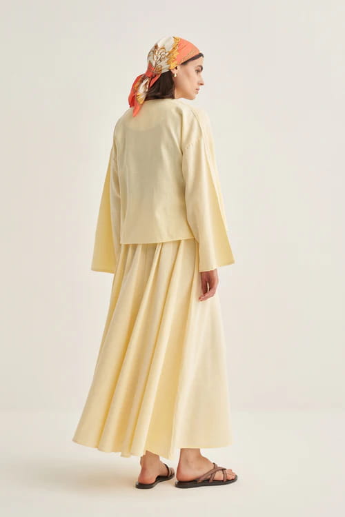 Butter yellow organic cotton flared skirt