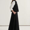 Black gabardine vest skirt suit