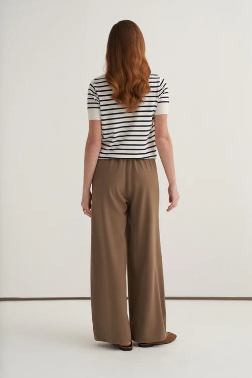 Navy striped viscose knitwear t-shirt cardigan set