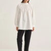 Ecru collared poplin blouse