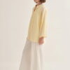 Butter yellow organic cotton v-neck blouse