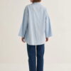 Blue organic cotton v-neck blouse