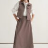 Mink gabardine vest skirt suit
