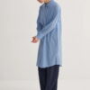 Blue organic cotton long basic shirt
