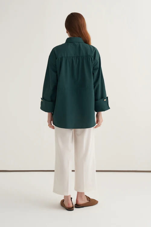 Emerald oversized button-detail shirt