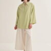 Light green organic cotton v-neck blouse