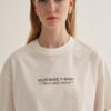 Ecru oversized text print t-shirt