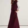 Burgundy gabardine vest skirt suit