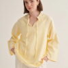 Butter yellow organic cotton v-neck blouse