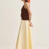 Butter yellow organic cotton flared skirt