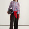 Red striped viscose knitwear t-shirt cardigan set