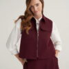 Burgundy gabardine vest skirt suit