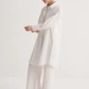 Ecru poplin basic long shirt