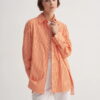 Orange striped oversized poplin yoke shirt