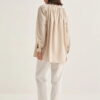 Beige collared poplin blouse