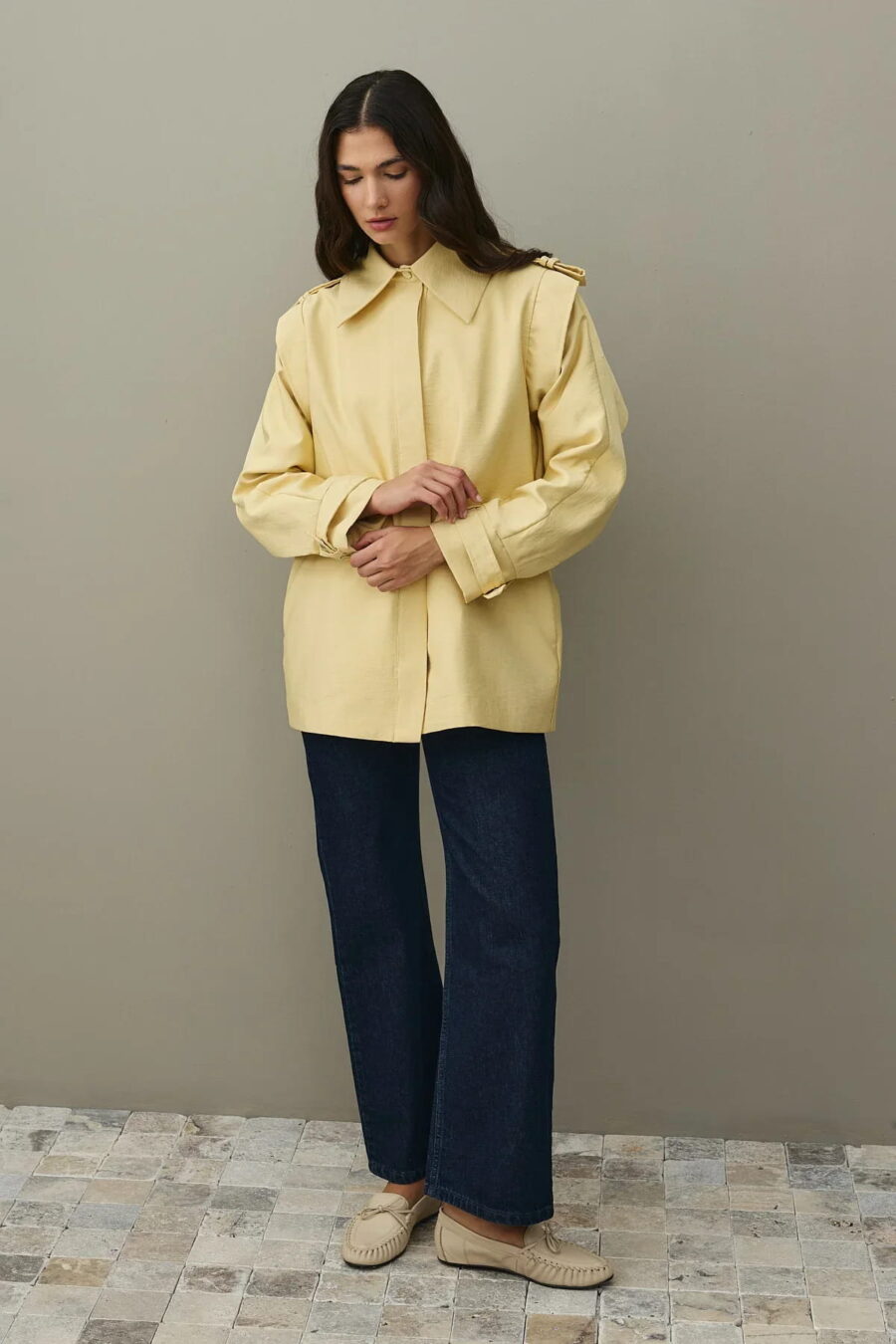 Yellow epaulette detail jacket