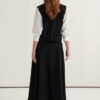 Black gabardine vest skirt suit