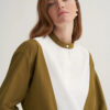 Olive green high-neck detail shirt