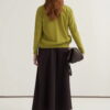 Olive green viscose knitwear t-shirt cardigan set
