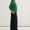 Grass green viscose knitwear t-shirt cardigan set