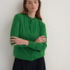 Grass green viscose knitwear t-shirt cardigan set