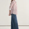 Burgundy striped poplin contrast-cuff shirt