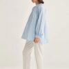 Blue collared poplin blouse