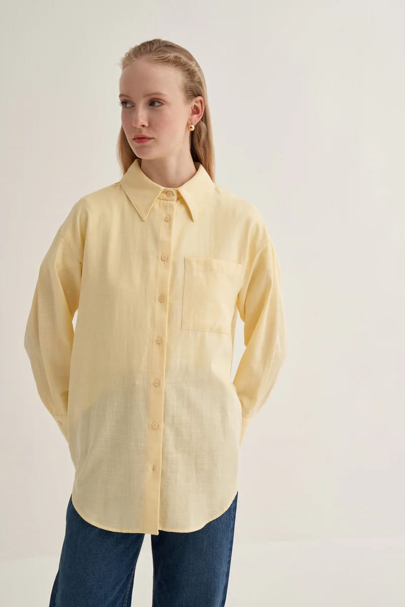 Butter yellow organic cotton essential shirt