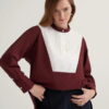 Burgundy high-neck detail shirt
