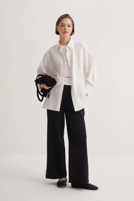 Ecru poplin oversized yoke shirt