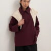 Plum double-breasted gabardine shirt